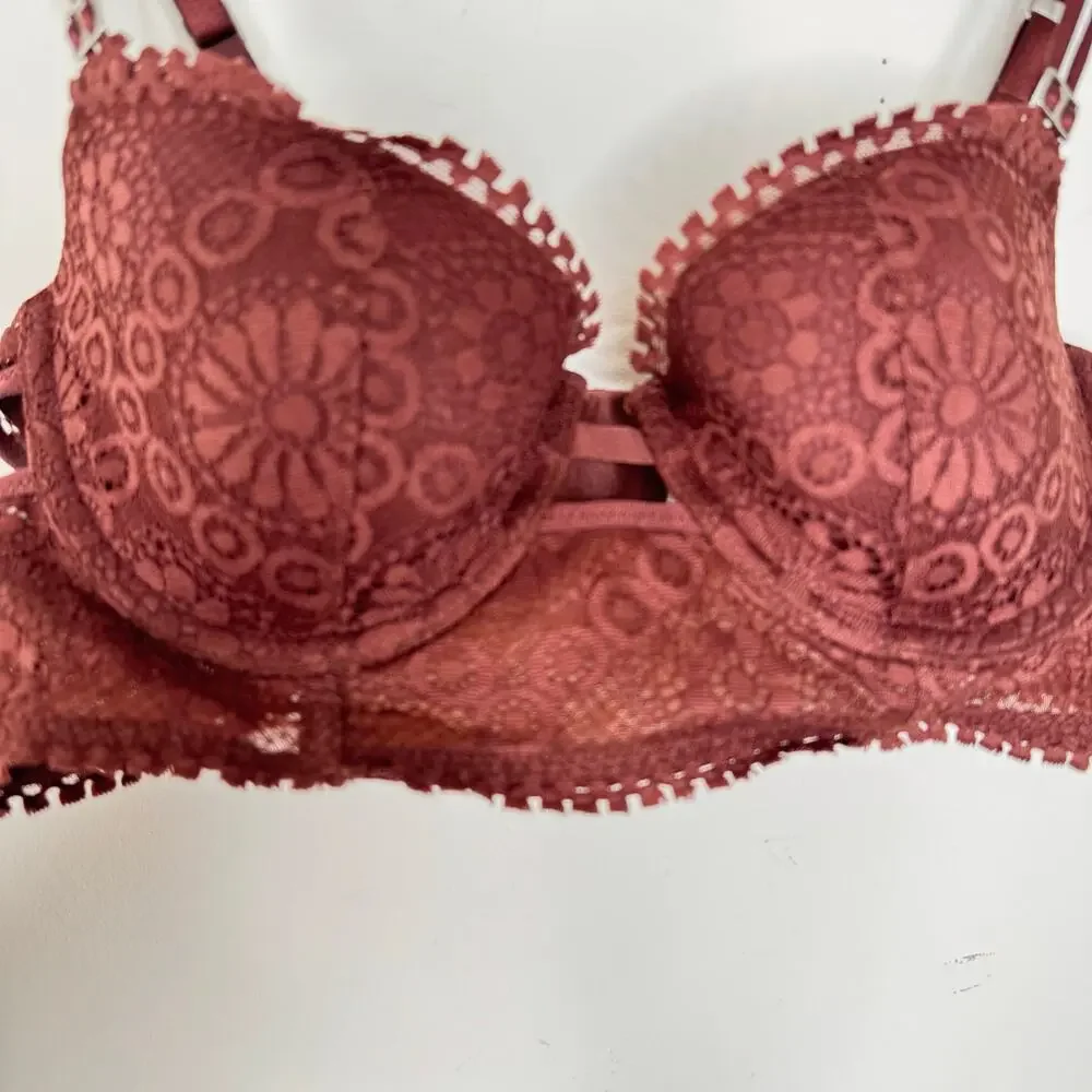 Aerie Real Power Balconette Joy Lace Bra - Cabin Fever NWT Size 34B - Picture 3 of 10
